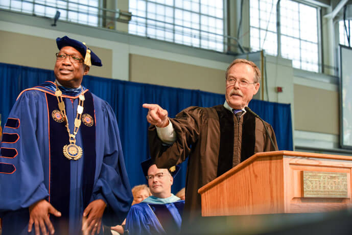 Retired NASA Astronaut Robert Hoot Gibson (66) Delivers Commencement Address at Graduation
