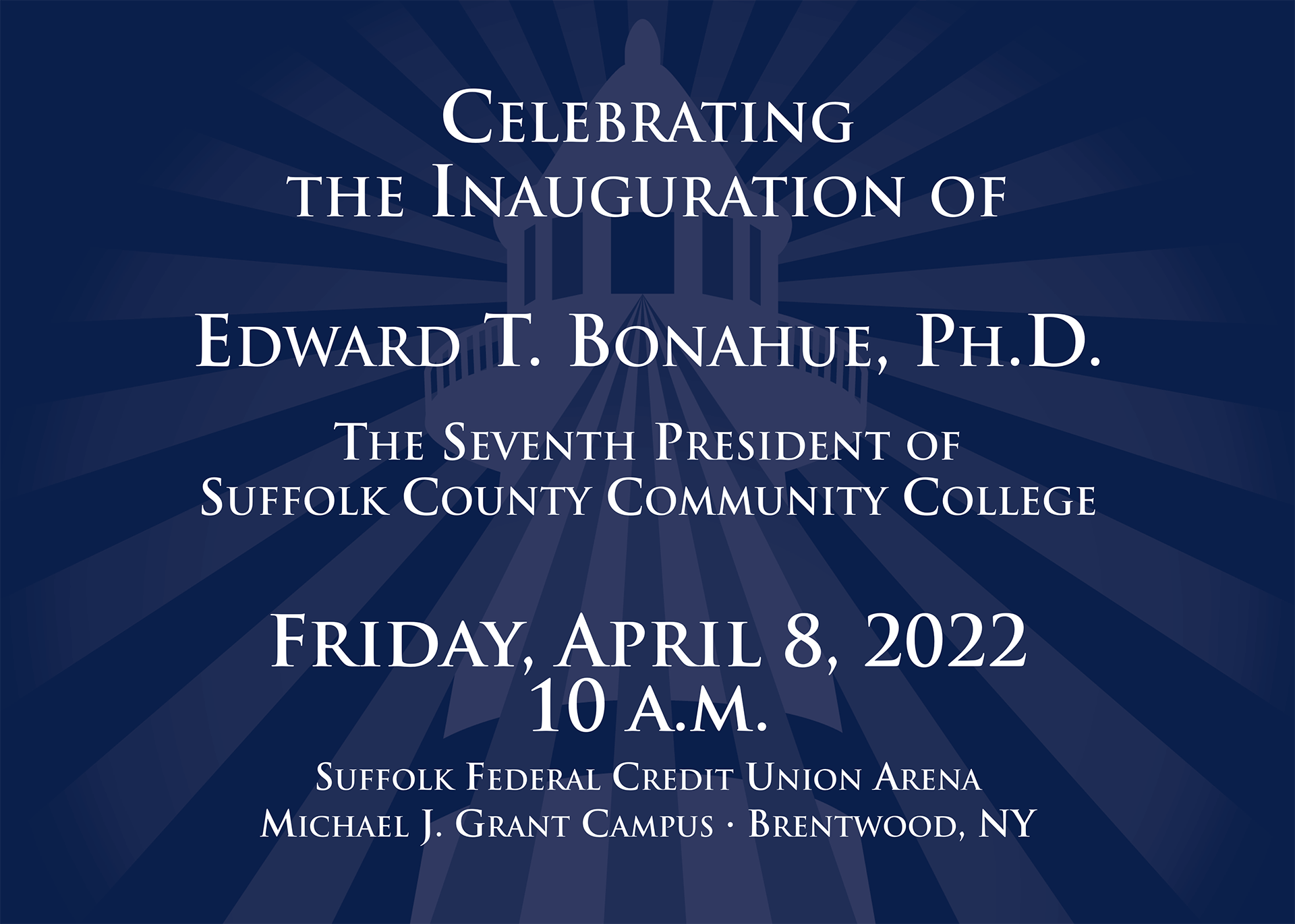 Image of the President's Inauguration - Save the date for April 8, 2022 at 10 a.m.