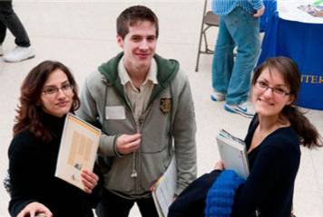 Three Students in Lobby