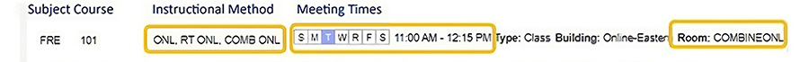 Combined Class Schedule Sample