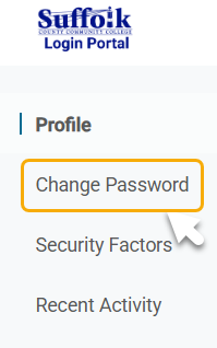 screenshot of Change Password location