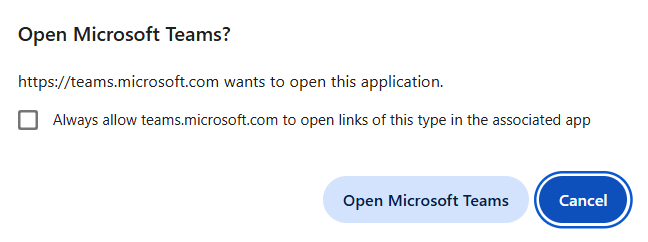 MS Teams prompt