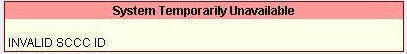 System Temporarily Unavailable error message