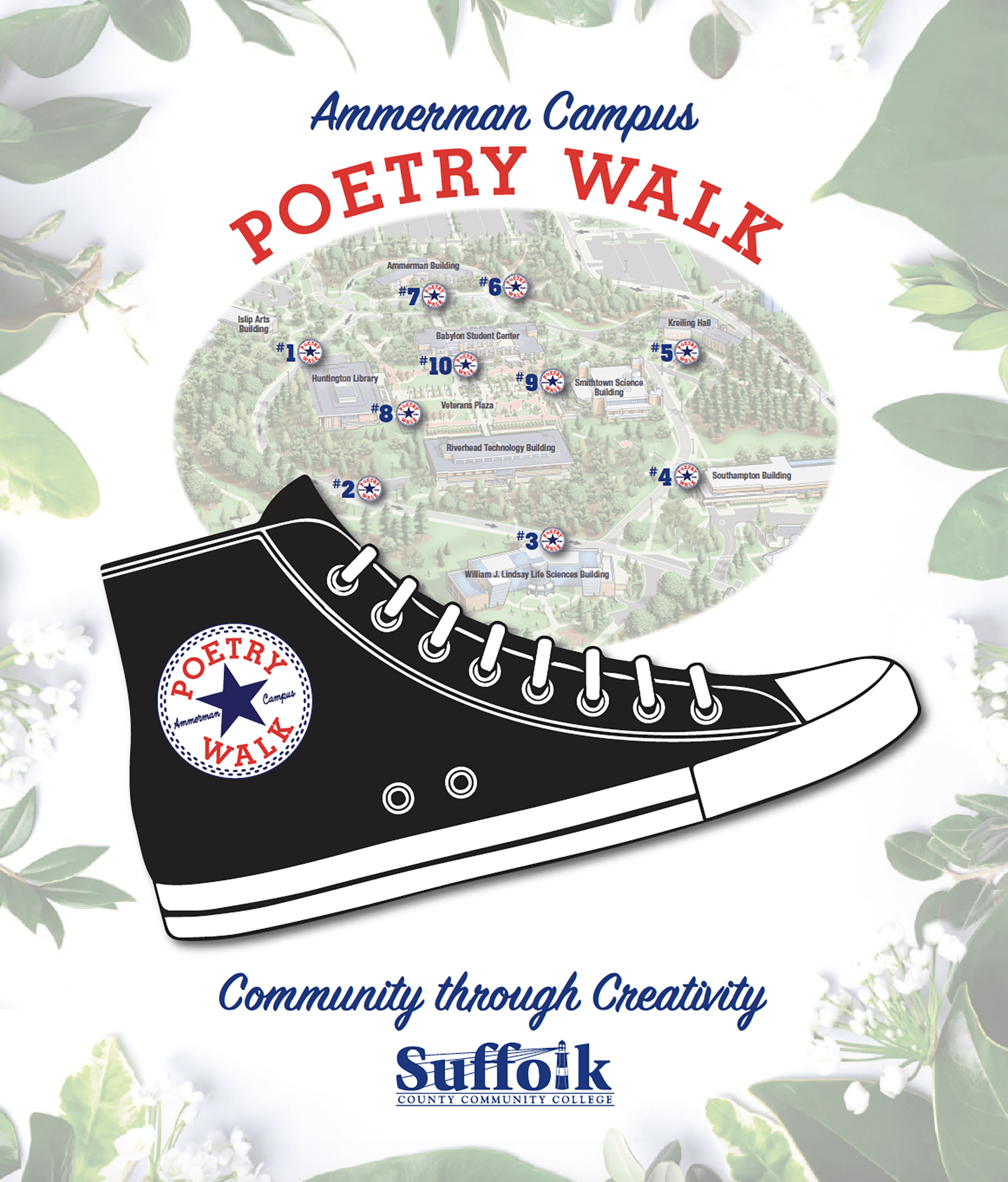 Map of Ammerman Campus Poetry Walk