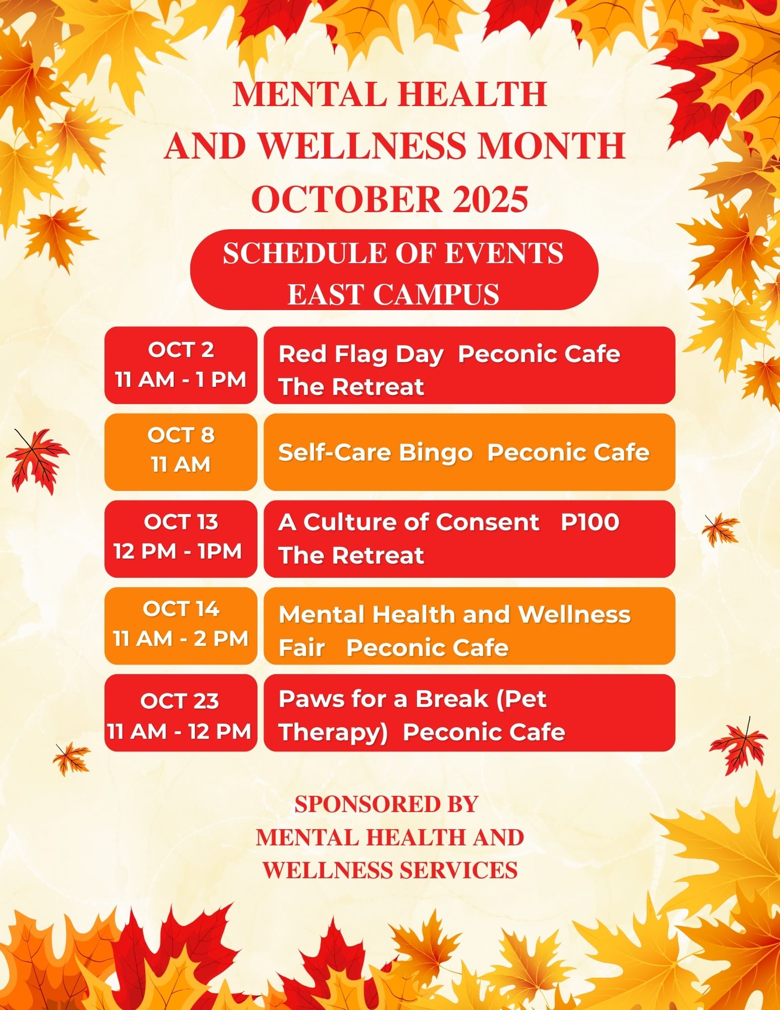 Oct Calendar East
