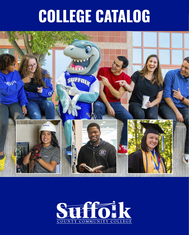 Front Cover of the College Catalog featuring a four images of Suffolk students