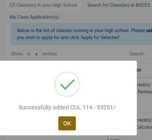 Beacon Website Class Schedule Confirmation Notice