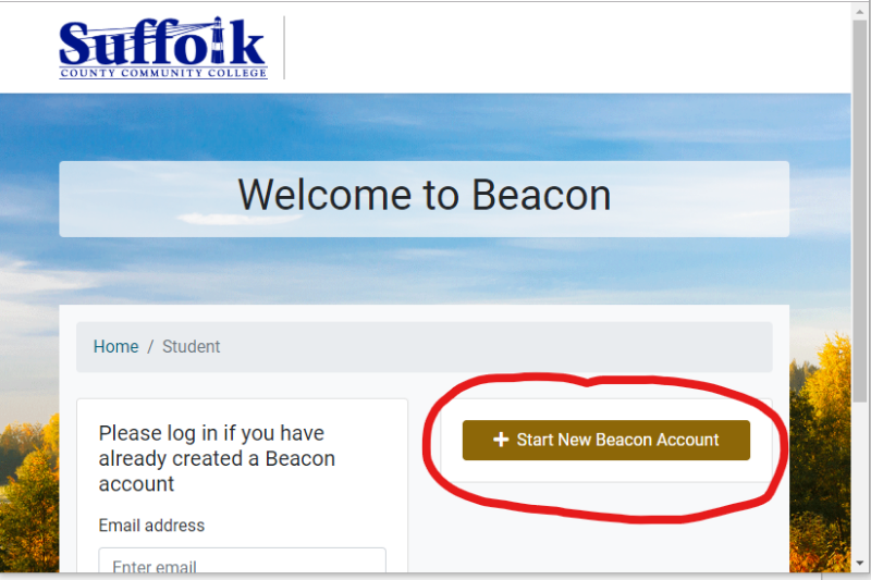 Beacon Website Create New Account Screenshot
