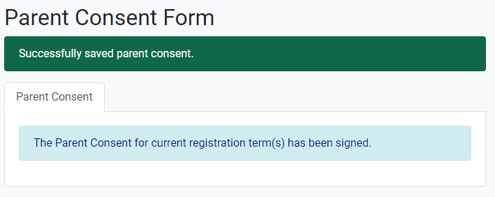 Beacon Website Parent Consent Confirmation