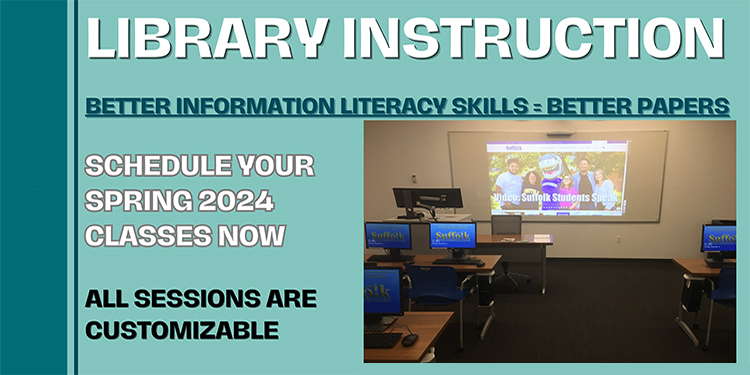 Library Instruction Guide for Faculty webpage, which can be used to schedule library instruction classes