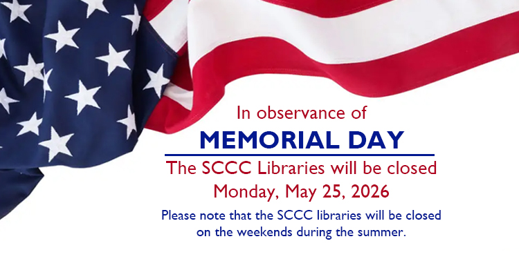 The campus libraries are closed on Monday, May 25th for Memorial Day.