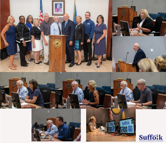 Photo, top left from left:    Gayle Sheridan, Professor; Assistant Academic Chair Communications; Daphne Gordon, Entrepreneurial Assistance Center; Mary Reese, Interim Executive Dean, Eastern Campus; Arlene Jackson, Assistant Dean, Continuing Education; Peter Maritato, Academic Chair, Engineering/Technology; Ben Zwirn, Director of Legislative Affairs; Louis Petrizzo, Executive VP and General Counsel; Donna Ciampa, Interim Executive Dean, Michael J. Grant Campus; David Macholz, Academic Chair,  Automotive Technology; Cheryl Shaffer, Associate Dean, Nursing.   