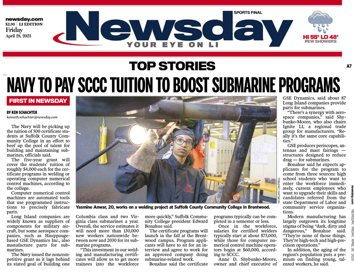 Suffolk Awarded $2 Million Navy Workforce Training Grant