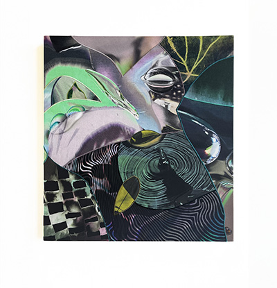 Mirror Lake (2025, digitally printed textile, embroidery, dye, and screenprint on cotton, 28 x 26 inches) by Sophia Belkin is among the works featured in The Other Way to Listen, on view March 11 through April 8, 2026, at the Sagtikos Art Gallery on the Michael J. Grant Campus.