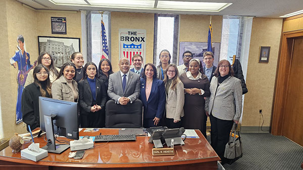 Suffolk County Community College students and administrators meet with Carl E. Heastie, Speaker of the NY State Assembly, at the state capital. Hi-res photo available at: https://photos.app.goo.gl/vB1EnrQNzsaA5Fha7