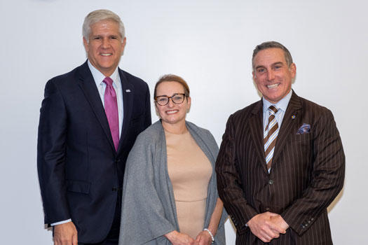 From left: Suffolk County Community College President Dr. Edward Bonahue, Suffolk County Department of Labor, Licensing, & Consumer Affairs Commissioner Rosalie Drago and Catholic Health President & CEO Patrick O’Shaughnessy, DO, MBA at the announcement of the workforce development partnership to provide a career path and advancement opportunities for health care workers that will also address our region’s need for medical assistants.