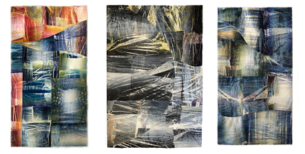    Scott Sandell is a printmaker, collage artist, and papermaker. Layering natural motifs into abstract compositions that harken to otherworldly forests, Sandell creates atmospheric tapestries that envelope the viewer in sizes up to seven feet high. 